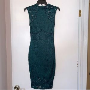 Windsor Forest Green Lace Midi Dress